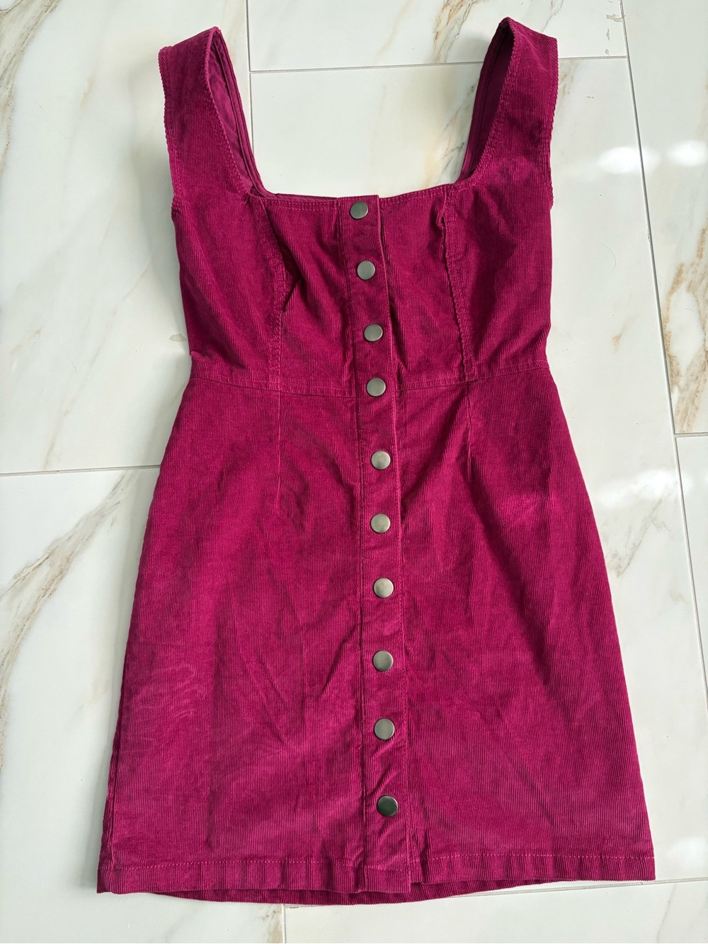 Urban Outfitters Women’s Size 0 Magenta Pink Corduroy Button Front Mini Dress